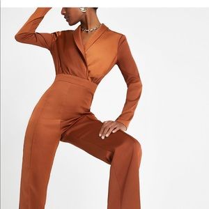 Satin jumpsuit, wrap front